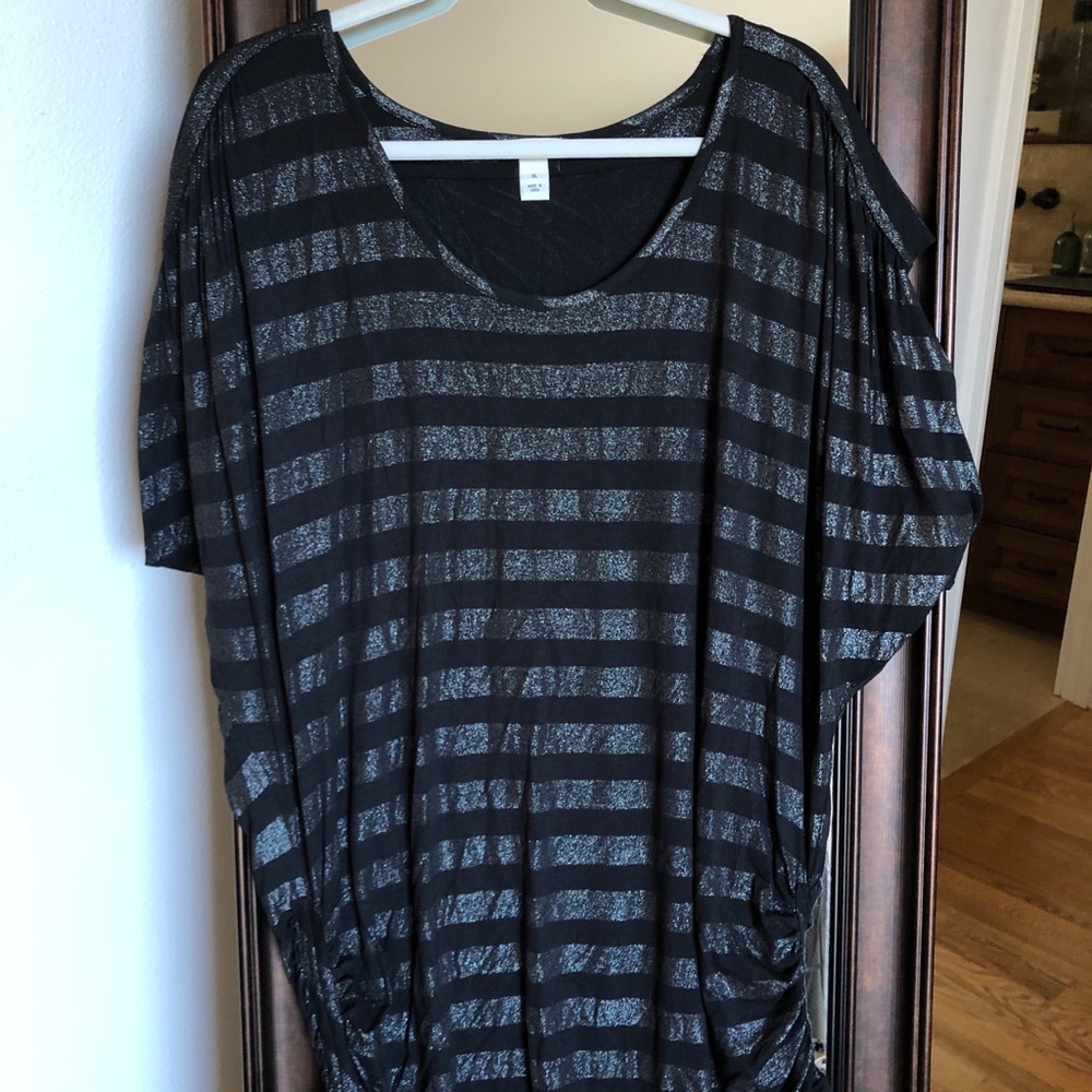 Like new black/silver striped tunic